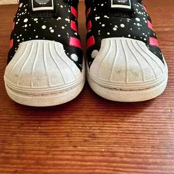 Adidas Toddler Superstar Ortholite Fitfoam Shoes Black Red Stripes - Picture 4 of 11